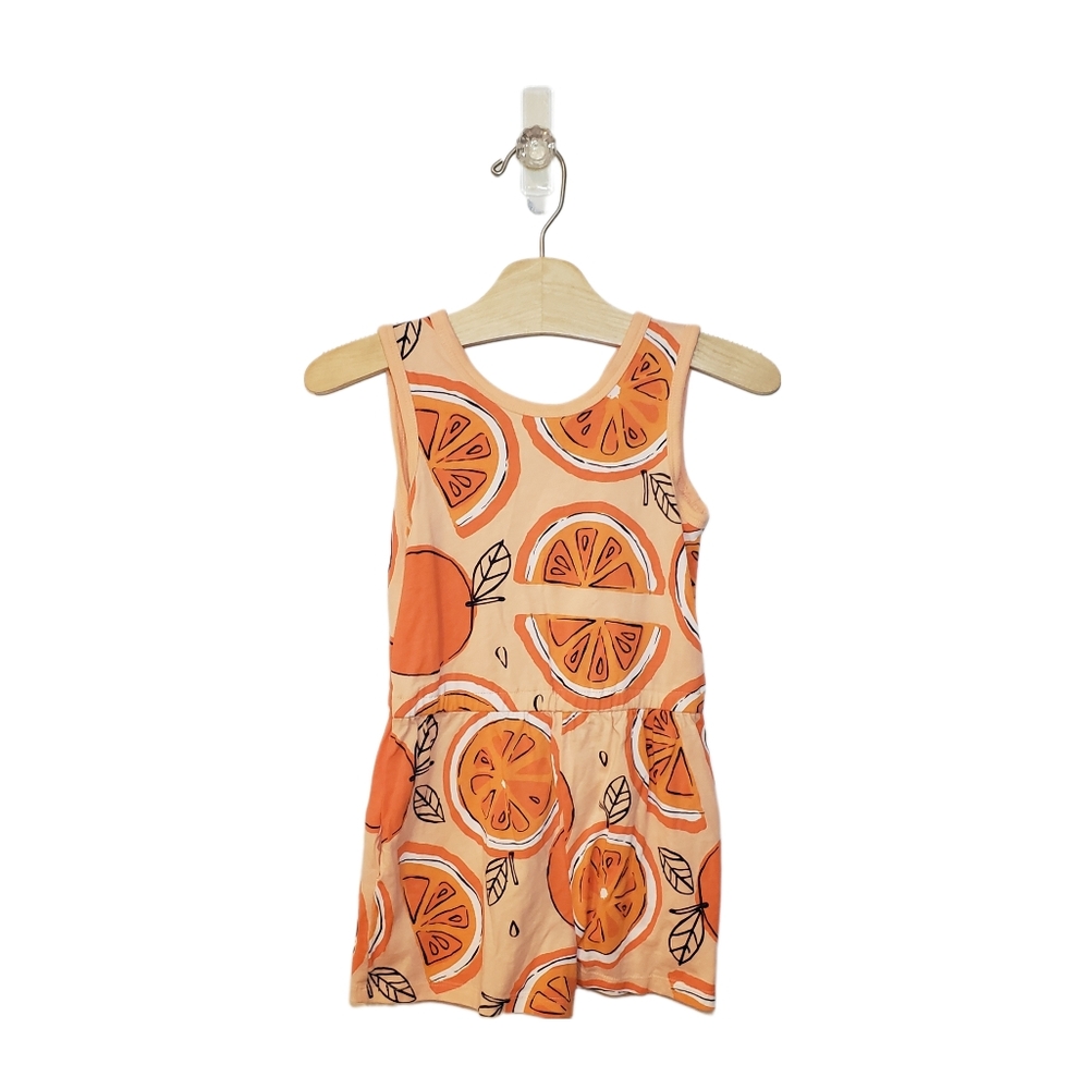 Tea Collection Size 5 Girls Orange Fruit across Cross Back Sleeveless Romper